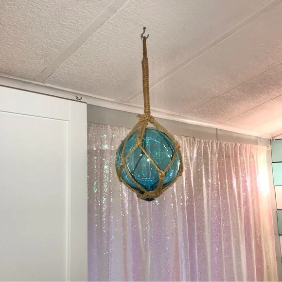 Glass Buoys Turquoise and Cobalt Blue Approximate Circumference 17” 21” - Picture 2 of 7